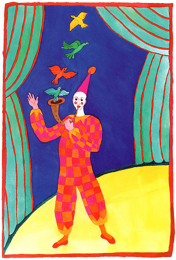 Clown with Birds